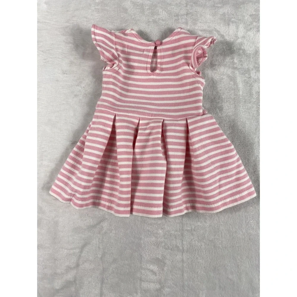 Ralph Lauren Dress Baby Sz 5M Pink Striped Flare Short Sleeve Summer Spring